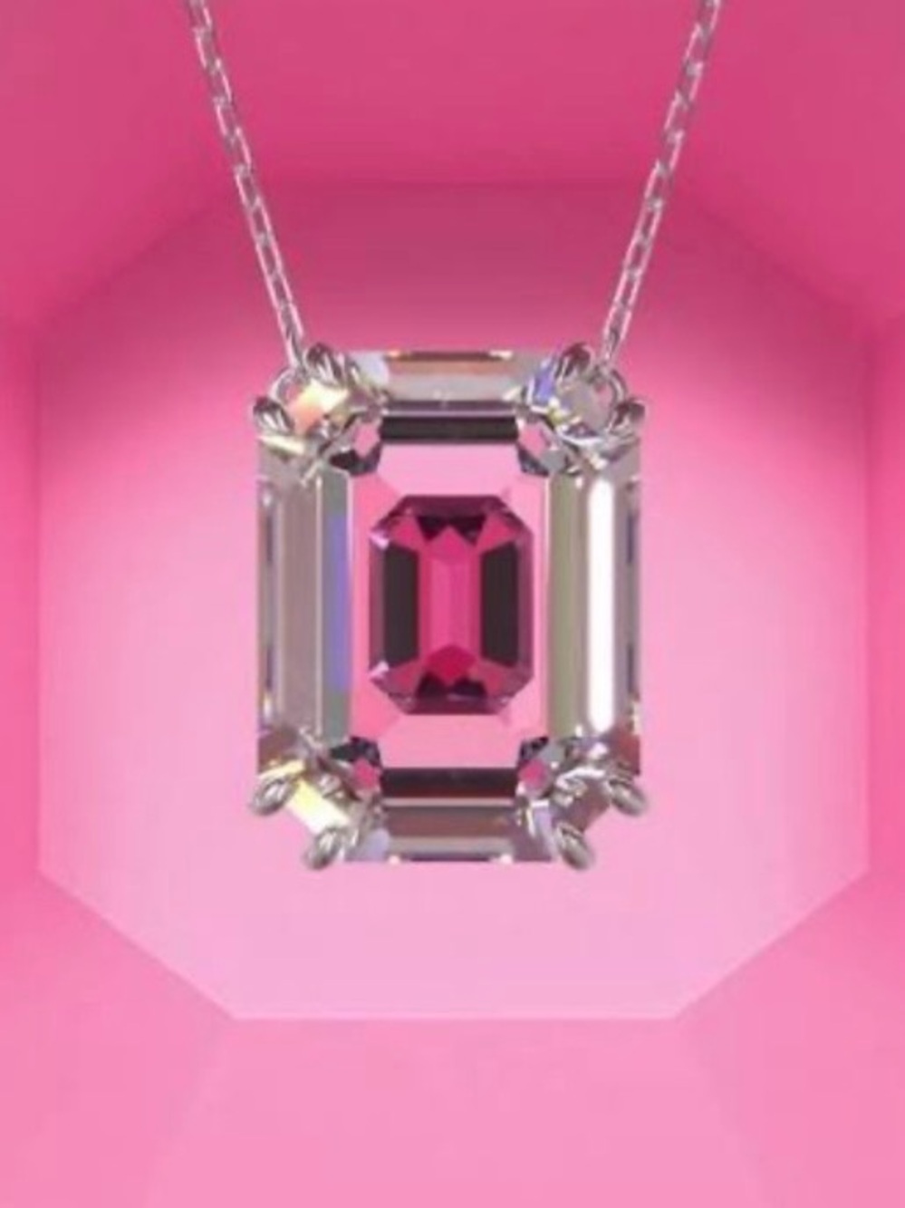 SWAROVSKI Crystal Spiked Chroma Pendant Necklace Pink & Clear Crystals #5608647 - Picture 5 of 10